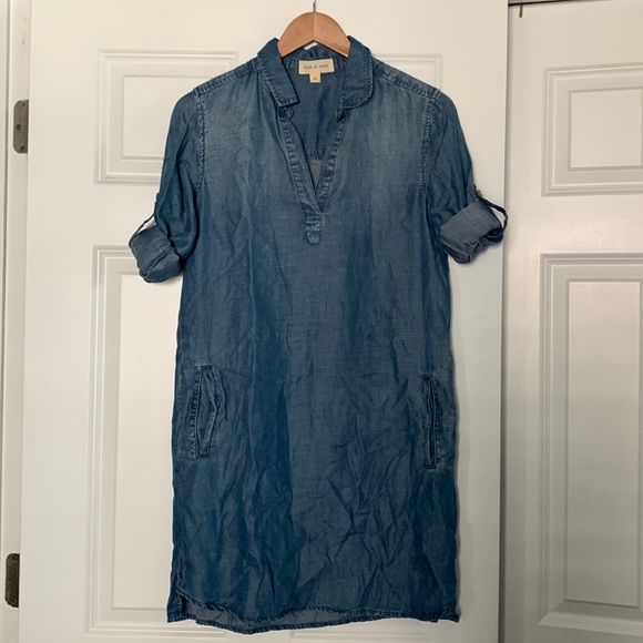 cloth & stone Anthropologie Chambray Shirt Dress Tunic - Picture 3 of 10